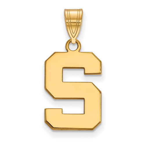 14kt Yellow Gold 5/8in Michigan State University Block S Logo Pendant