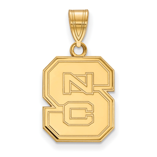 10k Yellow Gold 5/8in North Carolina State University Block S Pendant