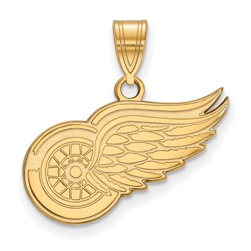 10k Yellow Gold 5/8in Detroit Red Wings Logo Pendant