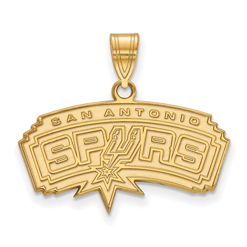 14kt Yellow Gold 5/8in Arched San Antonio Spurs Pendant