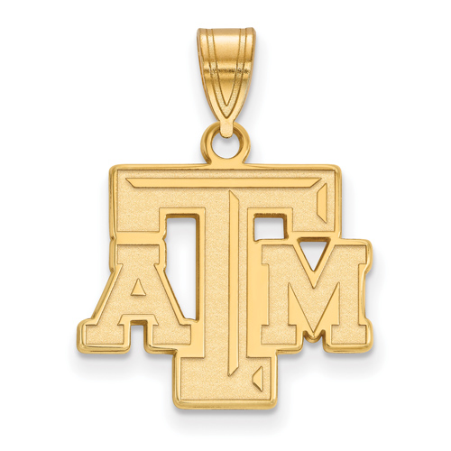 14kt Yellow Gold 5/8in Texas A&M University Beveled ATM Pendant