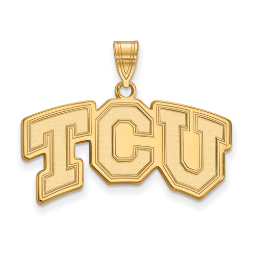 14kt Yellow Gold 5/8in Texas Christian University TCU Logo Pendant