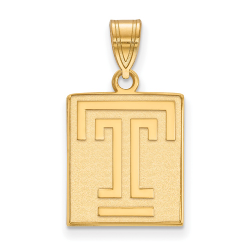 Temple University Logo Pendant 5/8in 14k Yellow Gold