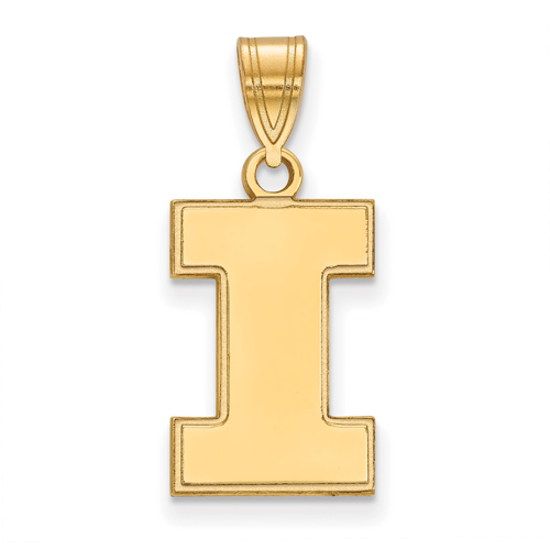 14kt Yellow Gold 5/8in University of Illinois Block I Pendant