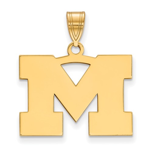 10kt Yellow Gold 5/8in University of Michigan M Pendant