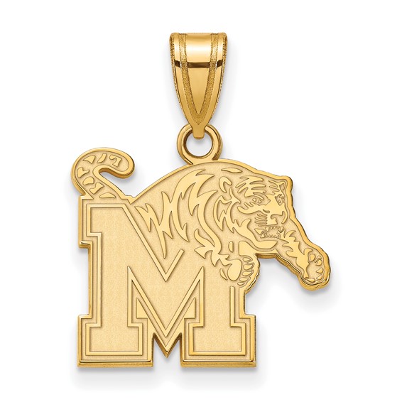 10k Yellow Gold University of Memphis Tigers Logo Pendant 5/8in