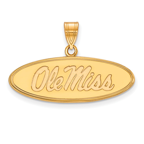 14k Yellow Gold 1/2in Ole Miss Oval Pendant