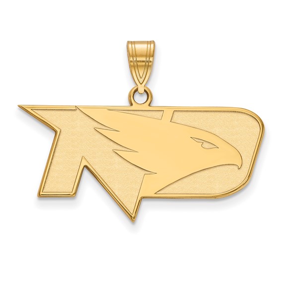 14k Yellow Gold University of North Dakota Fighting Hawk Logo Pendant 5/8in