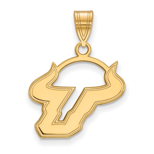 14k Yellow Gold University of South Florida Bulls Horn U Pendant