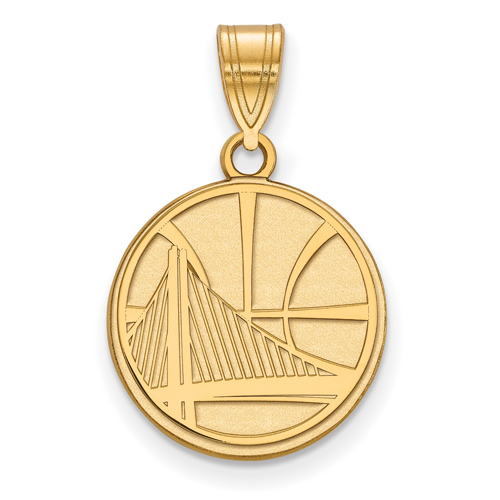 14k Yellow Gold 5/8in Golden State Warriors Basketball Pendant