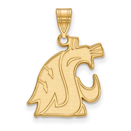 10kt Yellow Gold 3/4in Washington State University Cougar Head Pendant