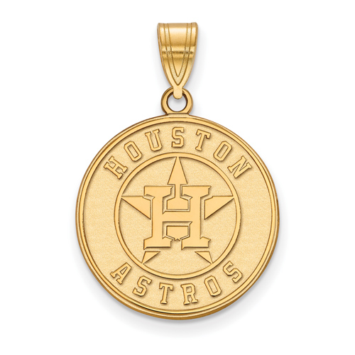 14k Yellow Gold 3/4in Round Houston Astros Pendant