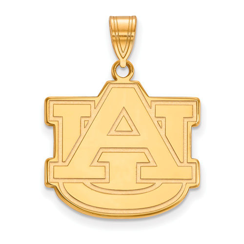 14kt Yellow Gold 3/4in Auburn University AU Pendant