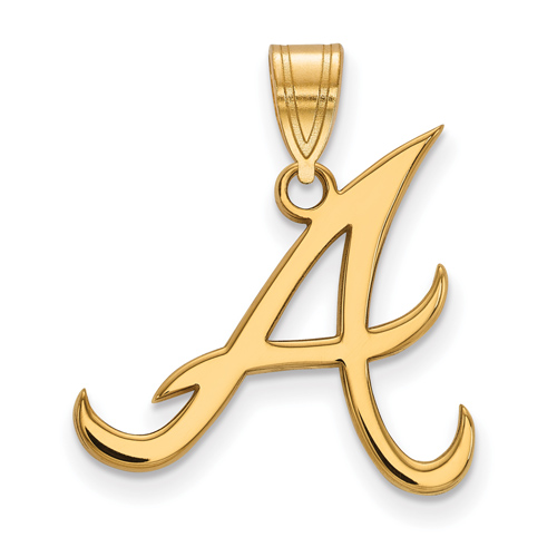 10kt Yellow Gold 3/4in Atlanta Braves A Pendant - Officially Licensed