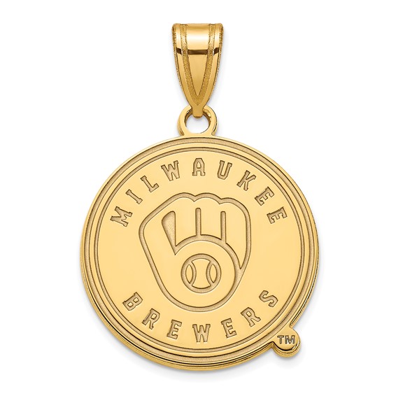 10k Yellow Gold 5/8in Milwaukee Brewers M Logo Pendant
