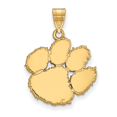 10kt Yellow Gold 3/4in Clemson University Tiger Paw Pendant