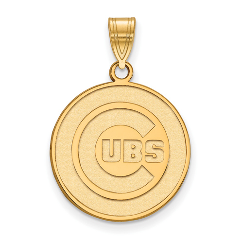 10kt Yellow Gold 3/4in Chicago Cubs Round Laser-cut Pendant