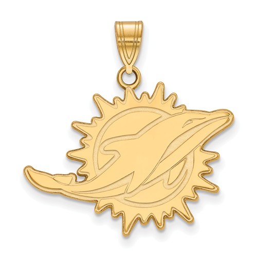 14k Yellow Gold 7/8in Miami Dolphins Pendant
