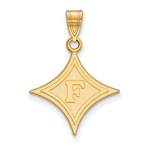 10k Yellow Gold 3/4in Furman University Diamond Pendant