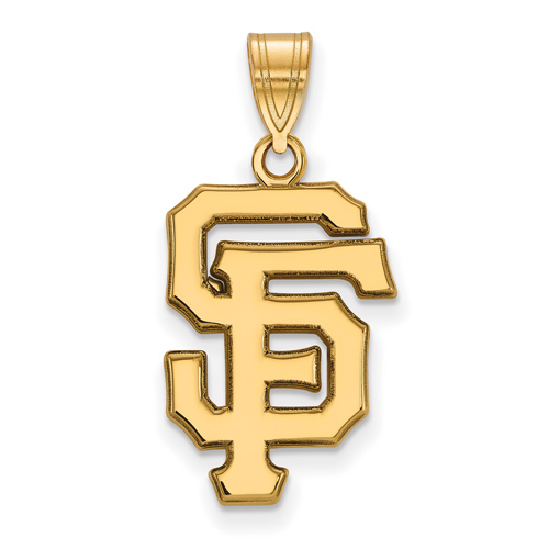 14kt Yellow Gold 3/4in Laser cut San Francisco Giants SF Pendant