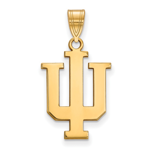 14kt Yellow Gold 3/4in Indiana University Trident Logo Pendant