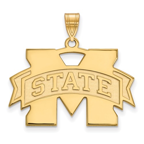 Mississippi State University Logo Pendant 3/4in 10k Yellow Gold