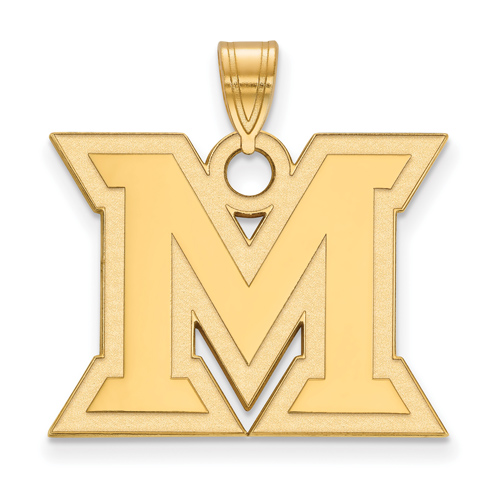 Miami University Logo Pendant 3/4in 10k Yellow Gold