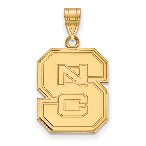 10k Yellow Gold 3/4in North Carolina State University NCS Logo Pendant