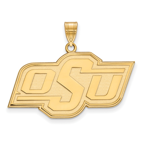 14kt Yellow Gold 3/4in Oklahoma State University OSU Pendant