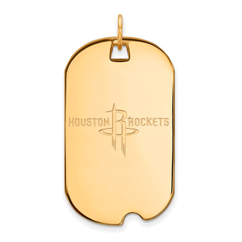 10k Yellow Gold 1 1/2in Houston Rockets Dog Tag