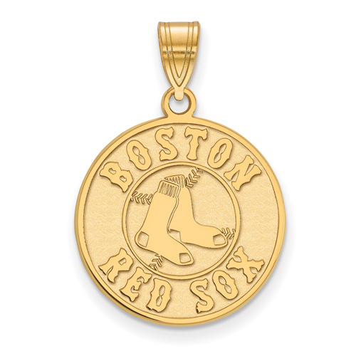 14kt Yellow Gold 3/4in Boston Red Sox Logo Pendant