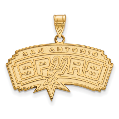 14kt Yellow Gold 1in San Antonio Spurs Arched Pendant
