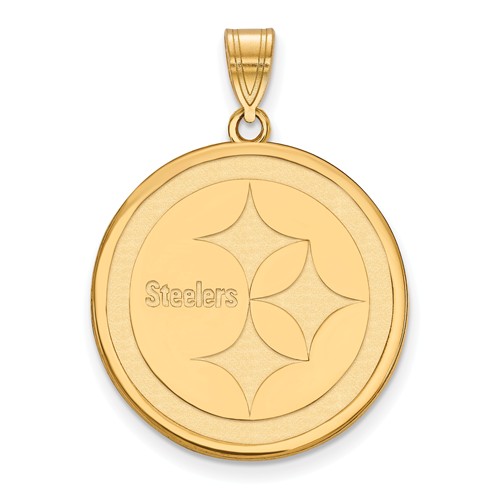 14k Yellow Gold 7/8in Round Pittsburgh Steelers Pendant