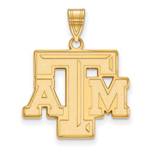 14kt Yellow Gold 3/4in Texas A&M University Logo Pendant