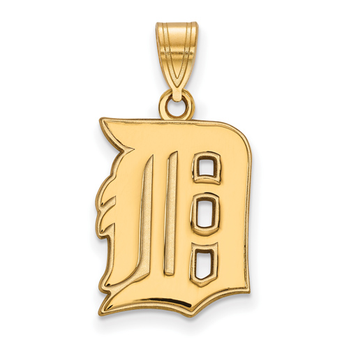 10kt Yellow Gold 3/4in Laser cut Detroit Tigers D Pendant