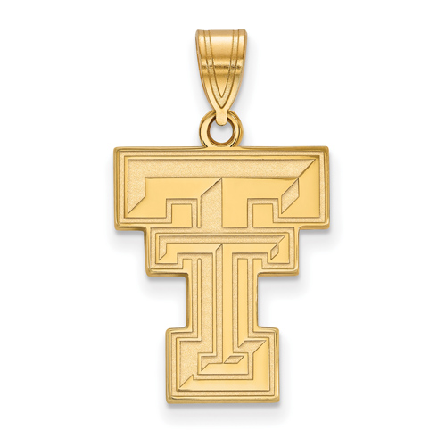 10kt Yellow Gold 3/4in Texas Tech University TT Logo Pendant