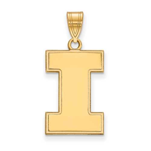 14kt Yellow Gold 3/4in University of Illinois Block I Pendant
