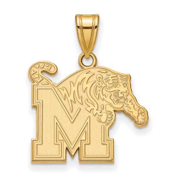 10k Yellow Gold University of Memphis Tigers Logo Pendant 3/4in