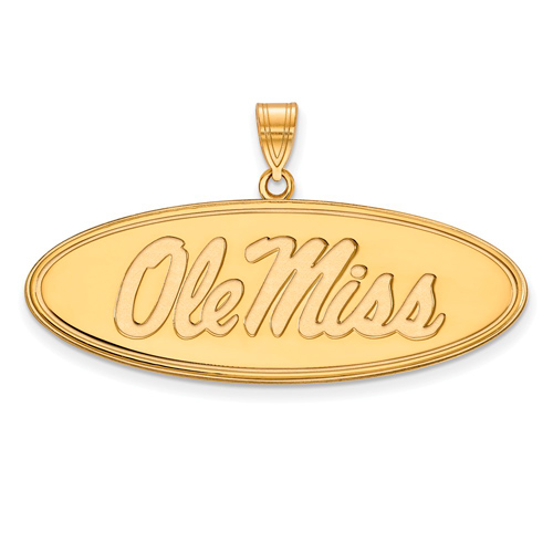 10k Yellow Gold University of Mississippi Wide Oval Pendant
