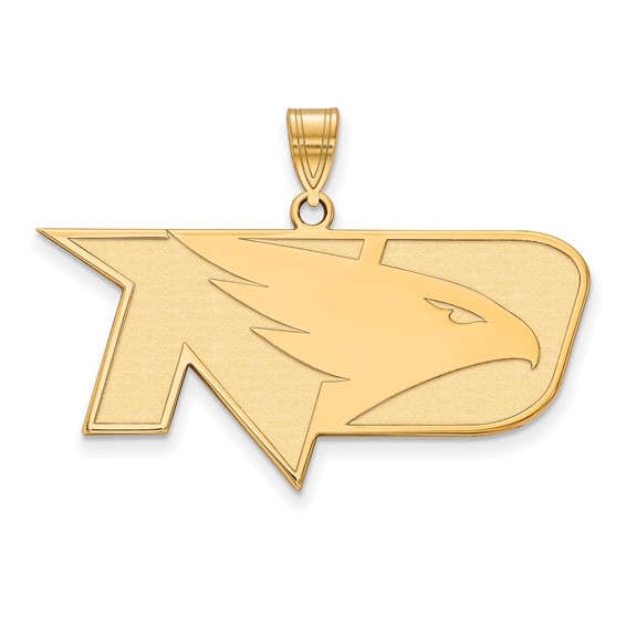 14k Yellow Gold University of North Dakota Fighting Hawk Logo Pendant 3/4in
