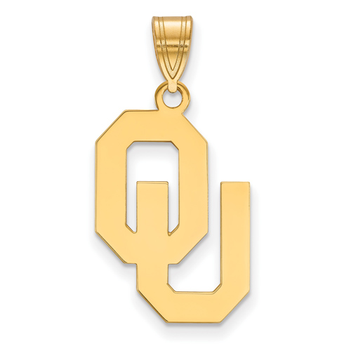 10kt Yellow Gold 3/4in University of Oklahoma OU Pendant