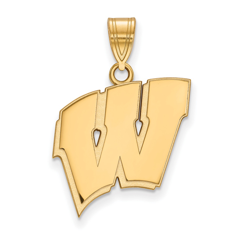 14kt Yellow Gold 3/4in University of Wisconsin W Pendant