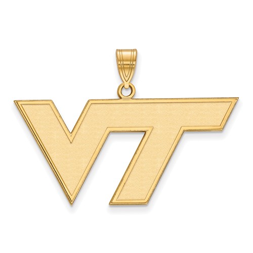 14k Yellow Gold Virginia Tech VT Pendant 3/4in