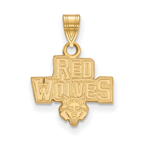 10k Yellow Gold Arkansas State University Red Wolves Pendant 1/2in