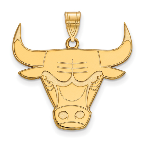 14k Yellow Gold 7/8in Chicago Bulls Logo Pendant