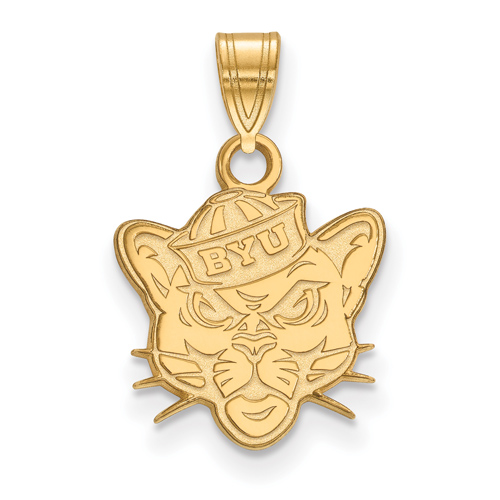 Brigham Young University Cougar Pendant 1/2in 10k Yellow Gold