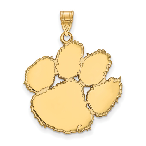 10kt Yellow Gold 1in Clemson University Paw Pendant