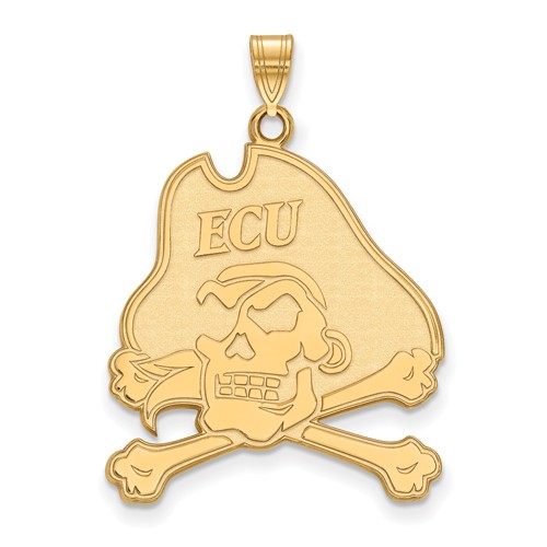 10k Yellow Gold 1in East Carolina University Skull and Bones Pendant