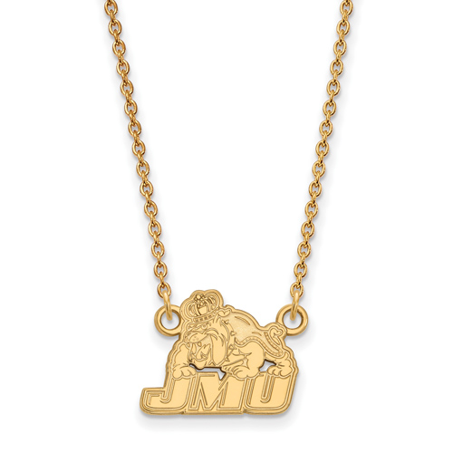 10k Yellow Gold Small James Madison University Pendant with 18in Chain