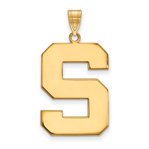 14kt Yellow Gold 1in Michigan State University Block S Pendant
